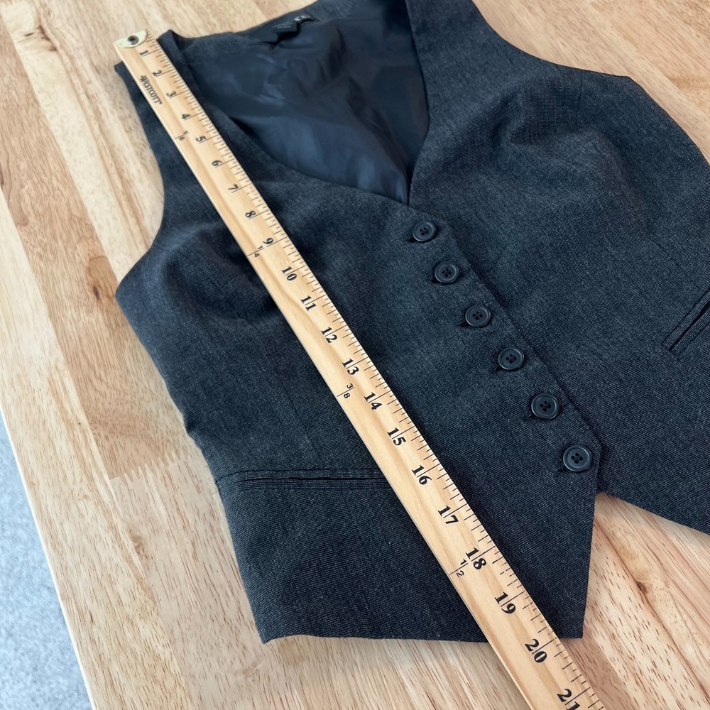 Y2K Forever 21 Office Siren Vest Size S Button Up Fitted Academia Gray Career - Picture 7 of 8